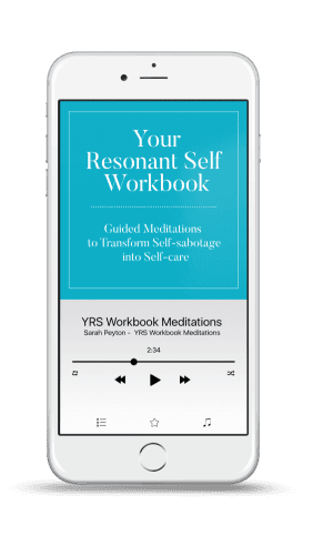 Your Resonant Self Workbook upright phone playing YRS Workbook guided meditations